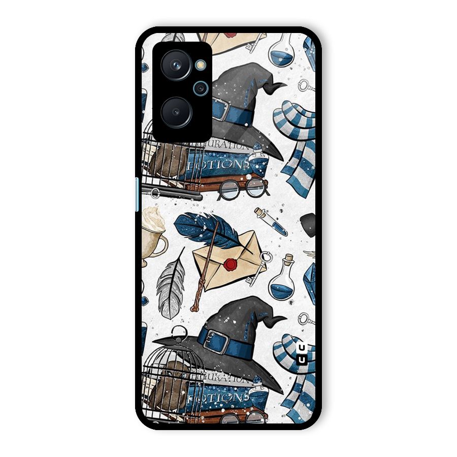 Blue Feather Hat Design Glass Back Case for Realme 9i