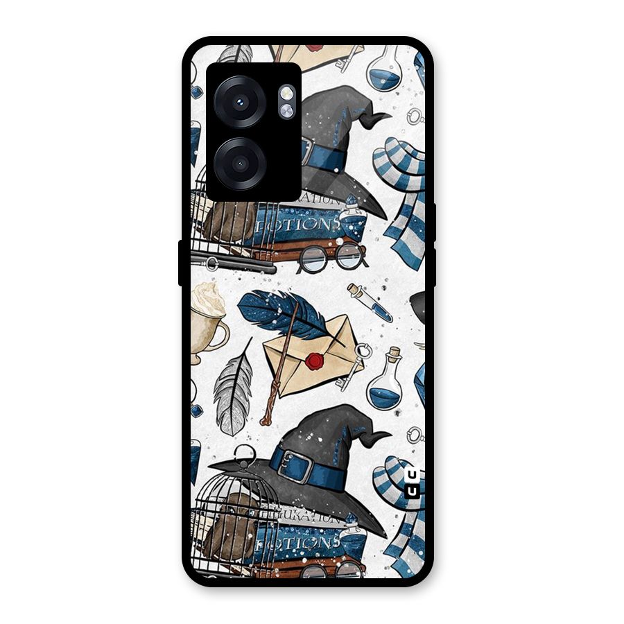 Blue Feather Hat Design Glass Back Case for Realme Narzo 50 5G