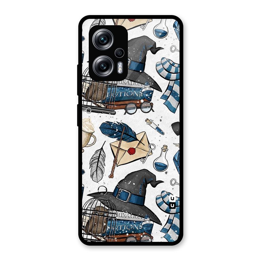 Blue Feather Hat Design Glass Back Case for Redmi K50i