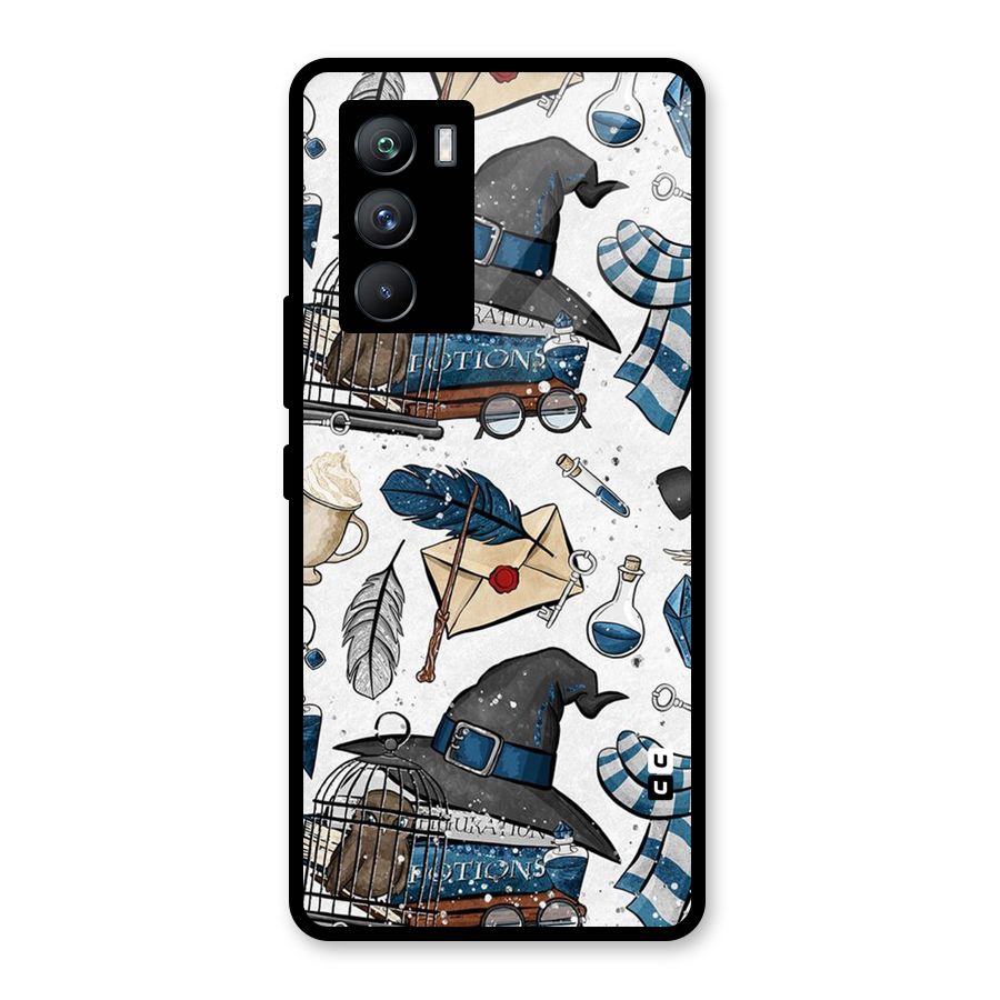 Blue Feather Hat Design Glass Back Case for Vivo iQOO 9 SE