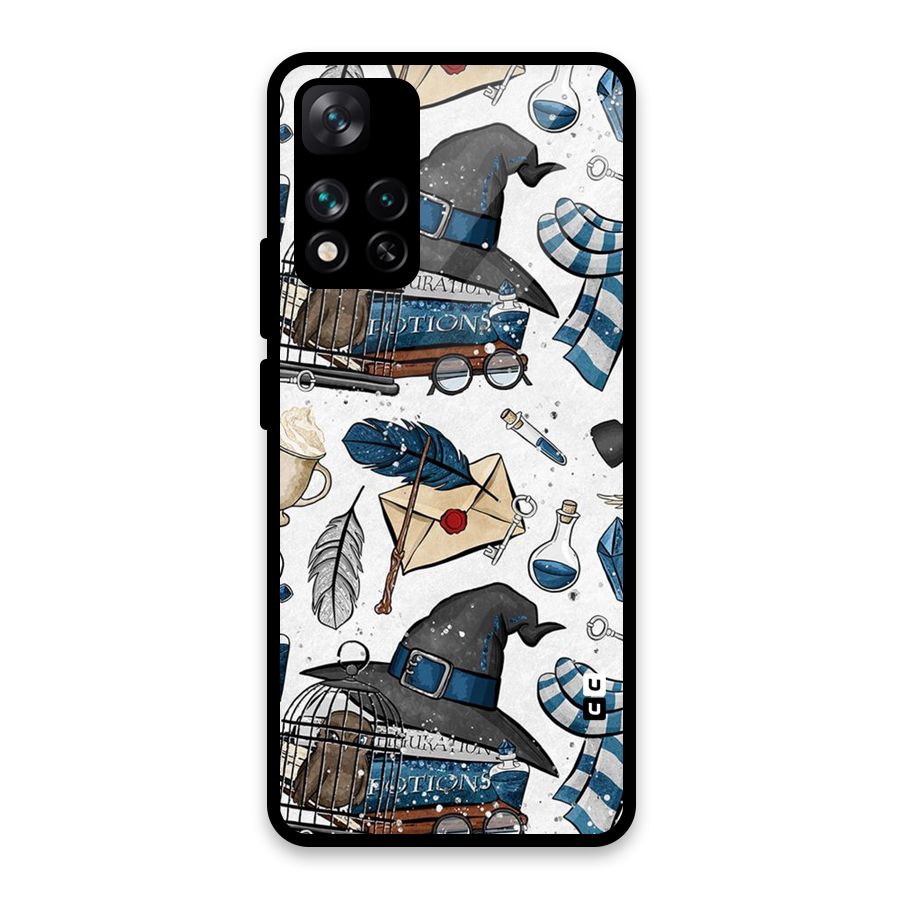 Blue Feather Hat Design Glass Back Case for Xiaomi 11i 5G