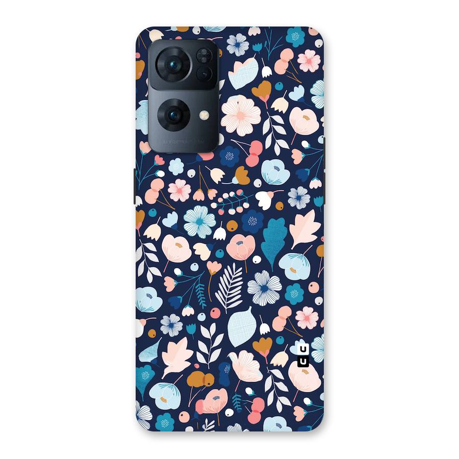 Blue Floral Back Case for Oppo Reno7 Pro 5G