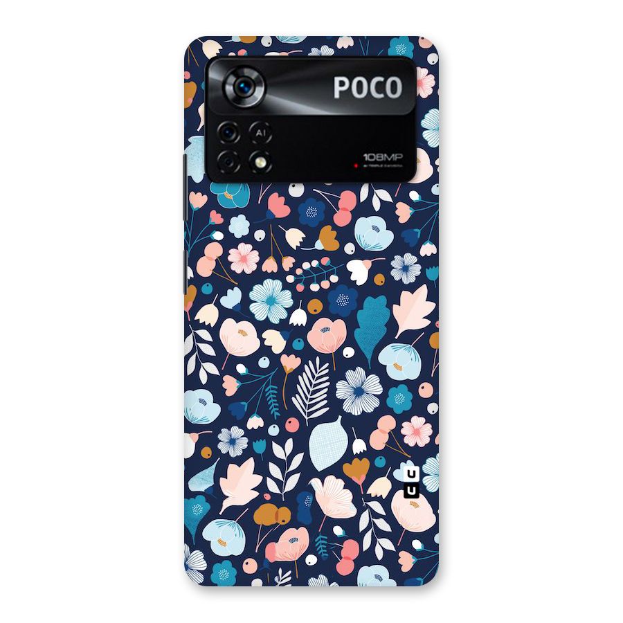 Blue Floral Back Case for Poco X4 Pro 5G