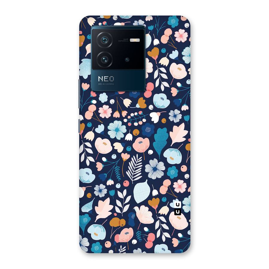 Blue Floral Back Case for Vivo iQOO Neo 6 5G