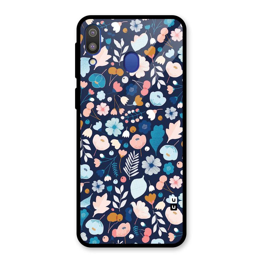 Blue Floral Glass Back Case for Galaxy M20