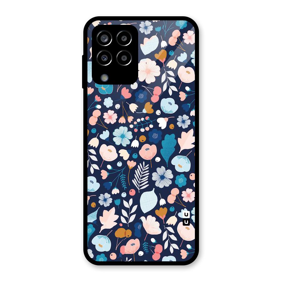 Blue Floral Glass Back Case for Galaxy M33