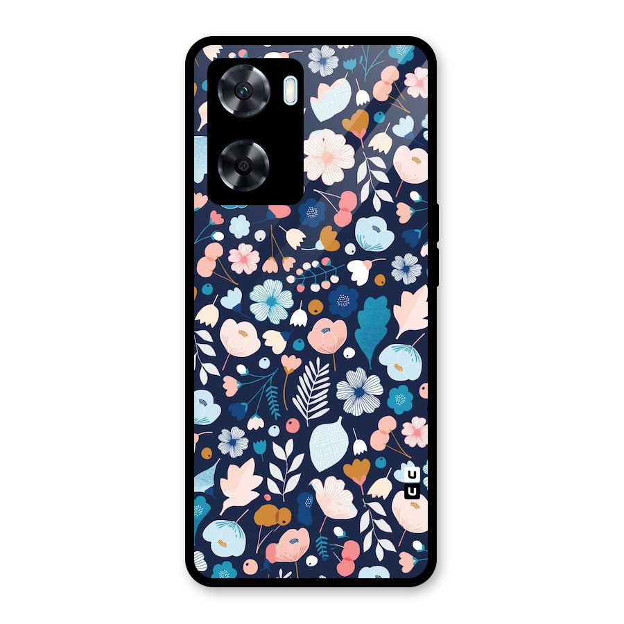 Blue Floral Glass Back Case for Oppo A77