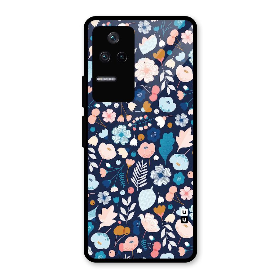 Blue Floral Glass Back Case for Poco F4 5G