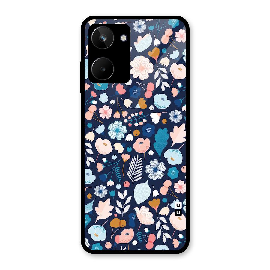 Blue Floral Glass Back Case for Realme 10