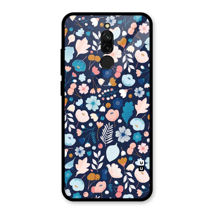 Blue Floral Glass Back Case for Redmi 8