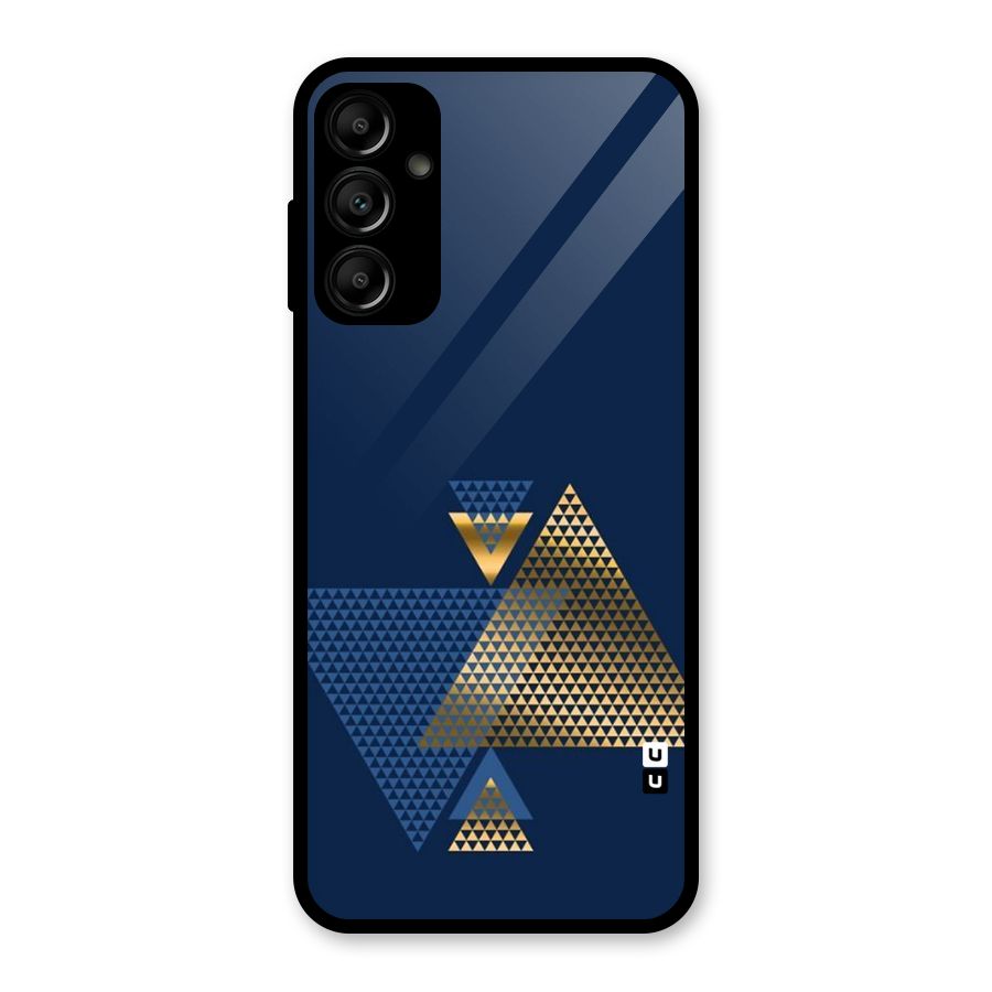 Blue Gold Triangles Glass Back Case for Galaxy A14 5G