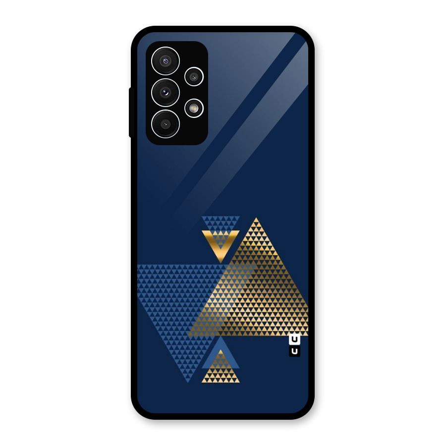 Blue Gold Triangles Glass Back Case for Galaxy A23