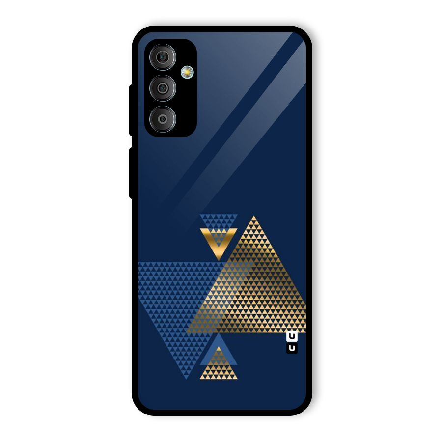Blue Gold Triangles Glass Back Case for Galaxy F23