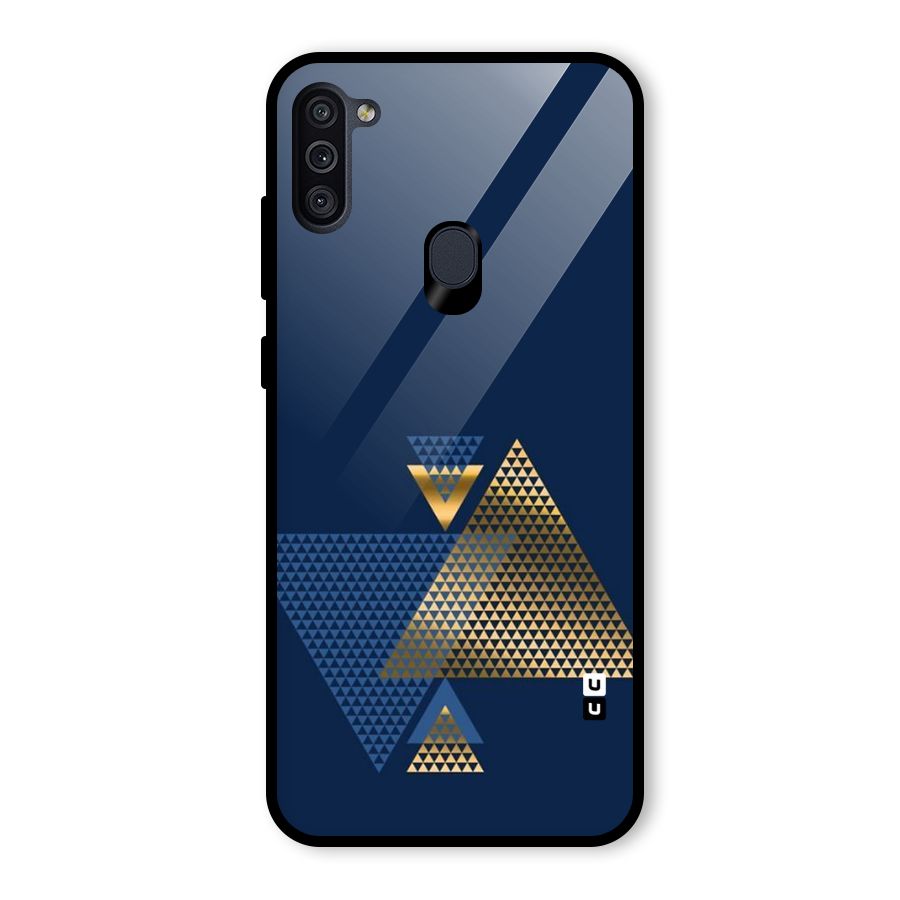 Blue Gold Triangles Glass Back Case for Galaxy M11