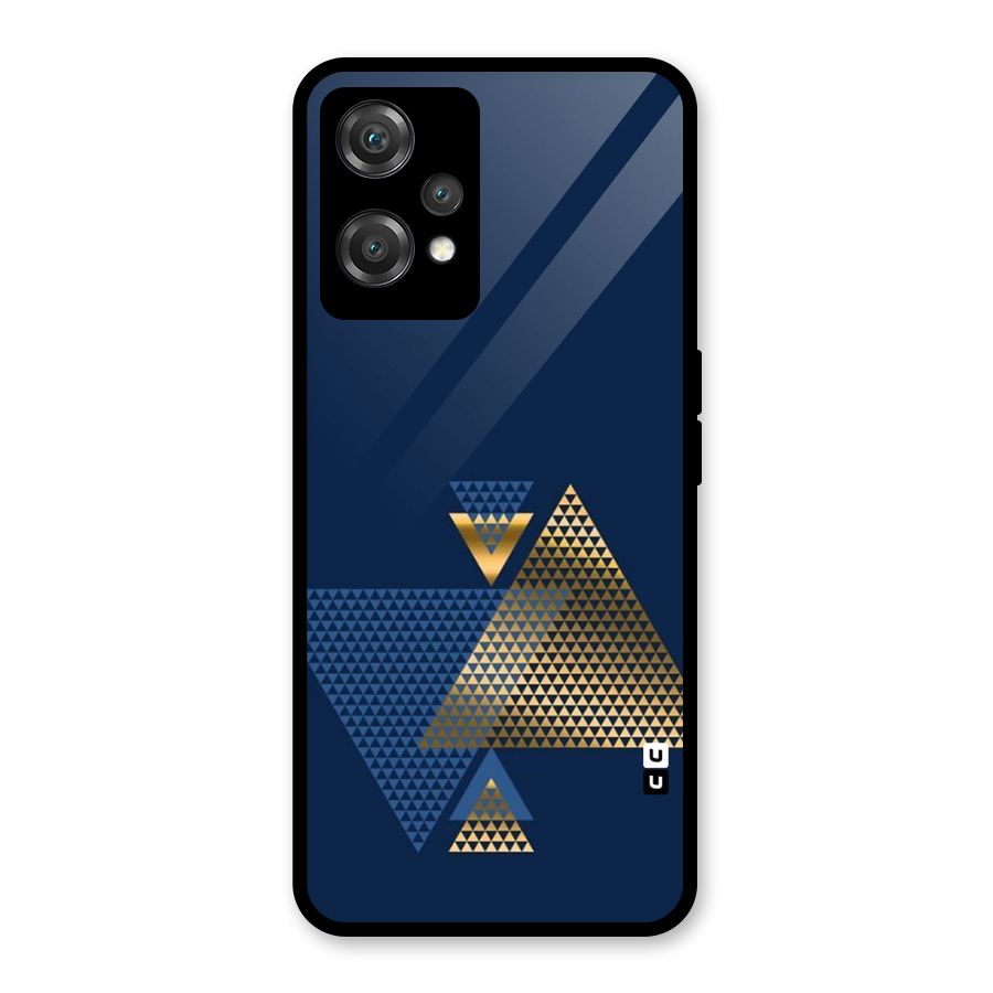 Blue Gold Triangles Glass Back Case for OnePlus Nord CE 2 Lite 5G