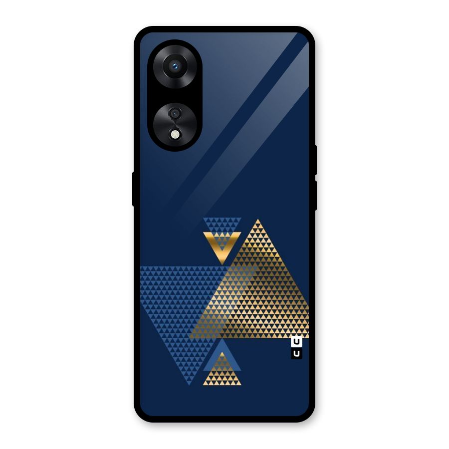 Blue Gold Triangles Glass Back Case for Oppo A78