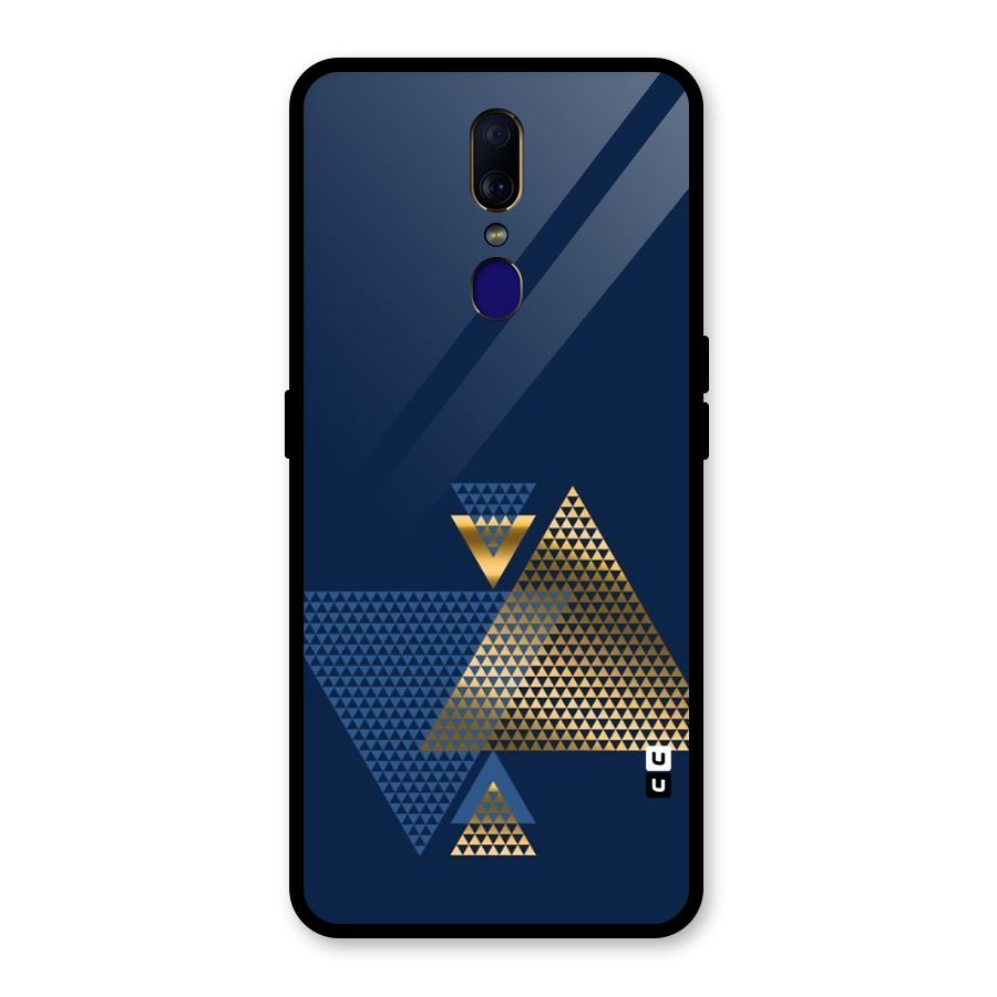 Blue Gold Triangles Glass Back Case for Oppo F11