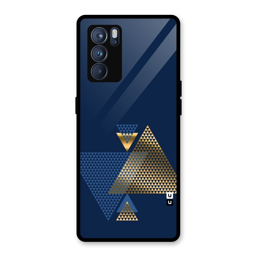 Blue Gold Triangles Glass Back Case for Oppo Reno6 Pro 5G