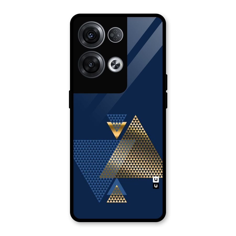 Blue Gold Triangles Glass Back Case for Oppo Reno8 Pro 5G