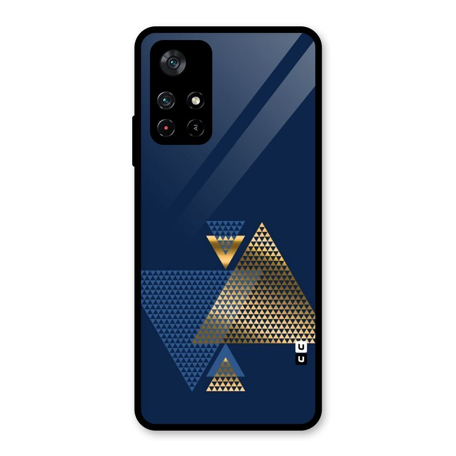 Blue Gold Triangles Glass Back Case for Poco M4 Pro 5G