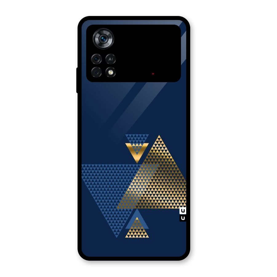 Blue Gold Triangles Glass Back Case for Poco X4 Pro 5G