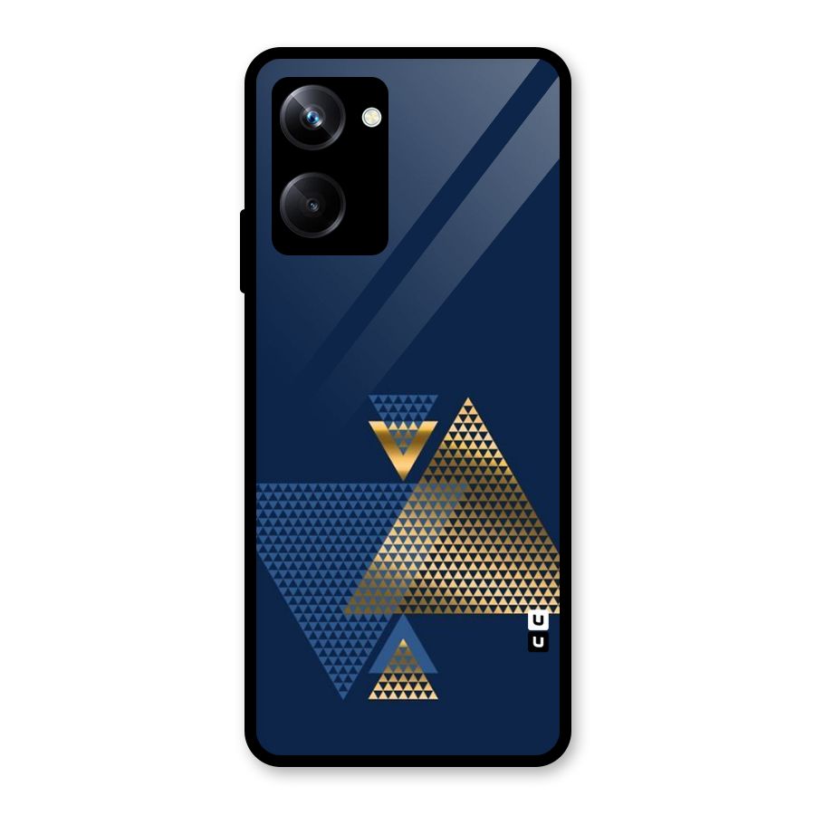 Blue Gold Triangles Glass Back Case for Realme 10 Pro