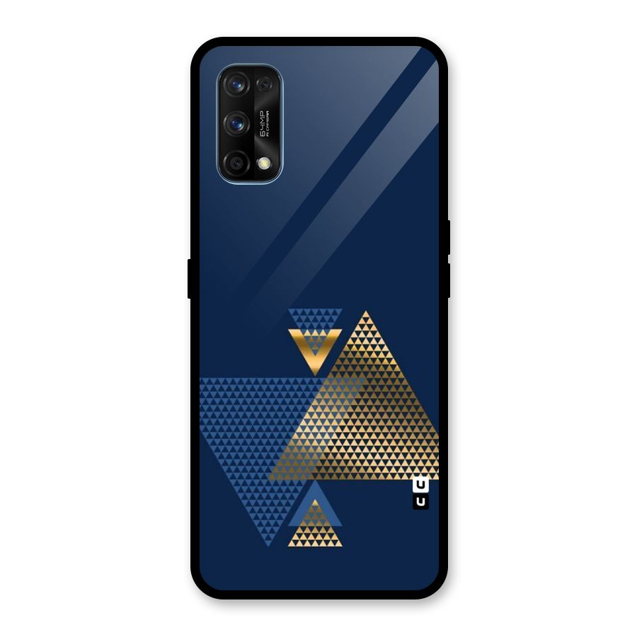 Blue Gold Triangles Glass Back Case for Realme 7 Pro