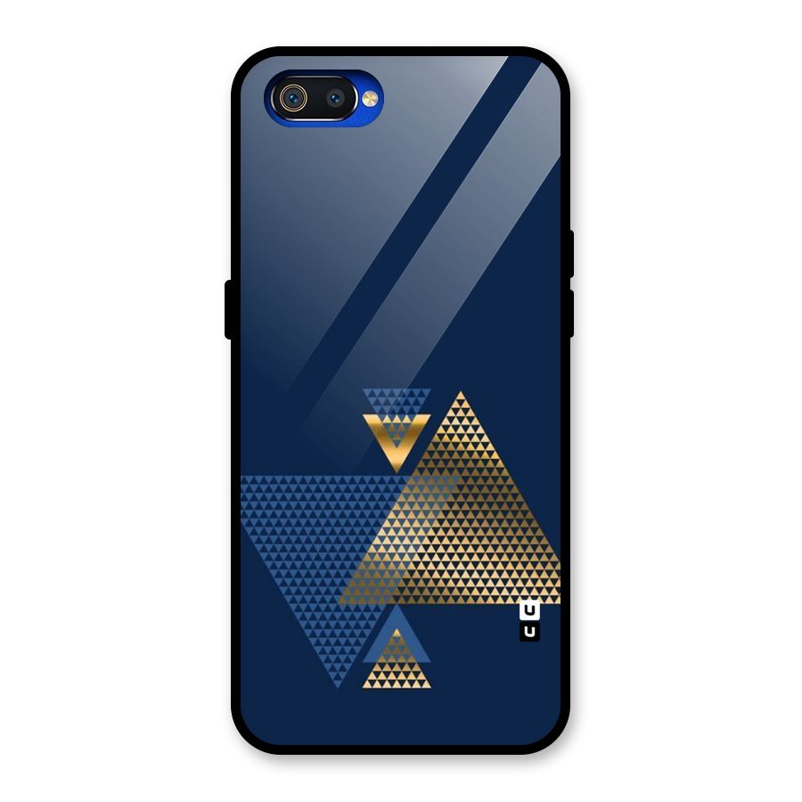 Blue Gold Triangles Glass Back Case for Realme C2