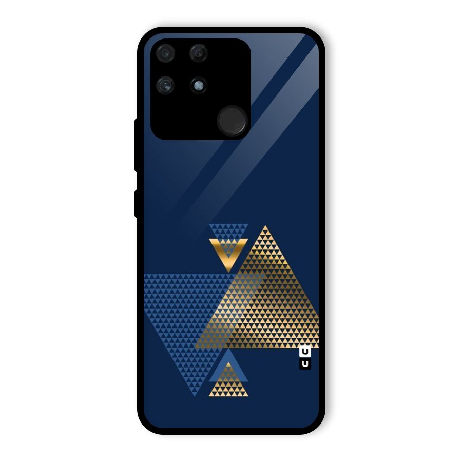 Blue Gold Triangles Glass Back Case for Realme Narzo 50A