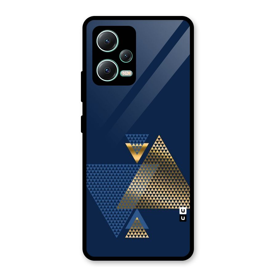 Blue Gold Triangles Glass Back Case for Redmi Note 12 5G