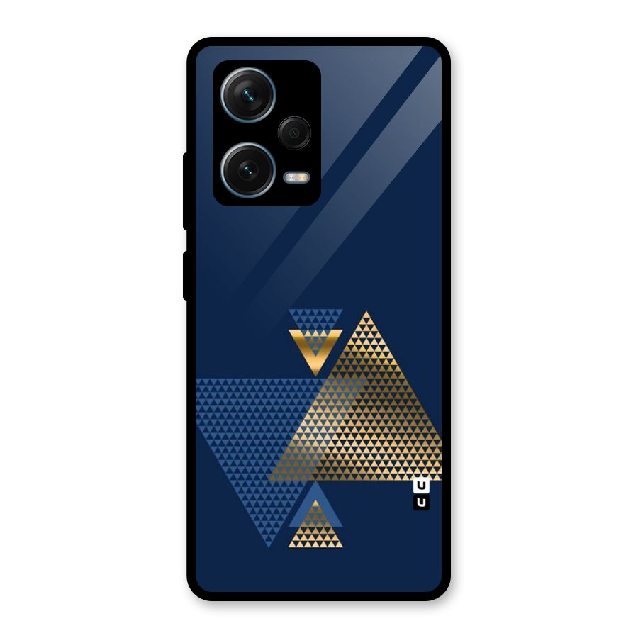 Blue Gold Triangles Glass Back Case for Redmi Note 12 Pro Plus 5G