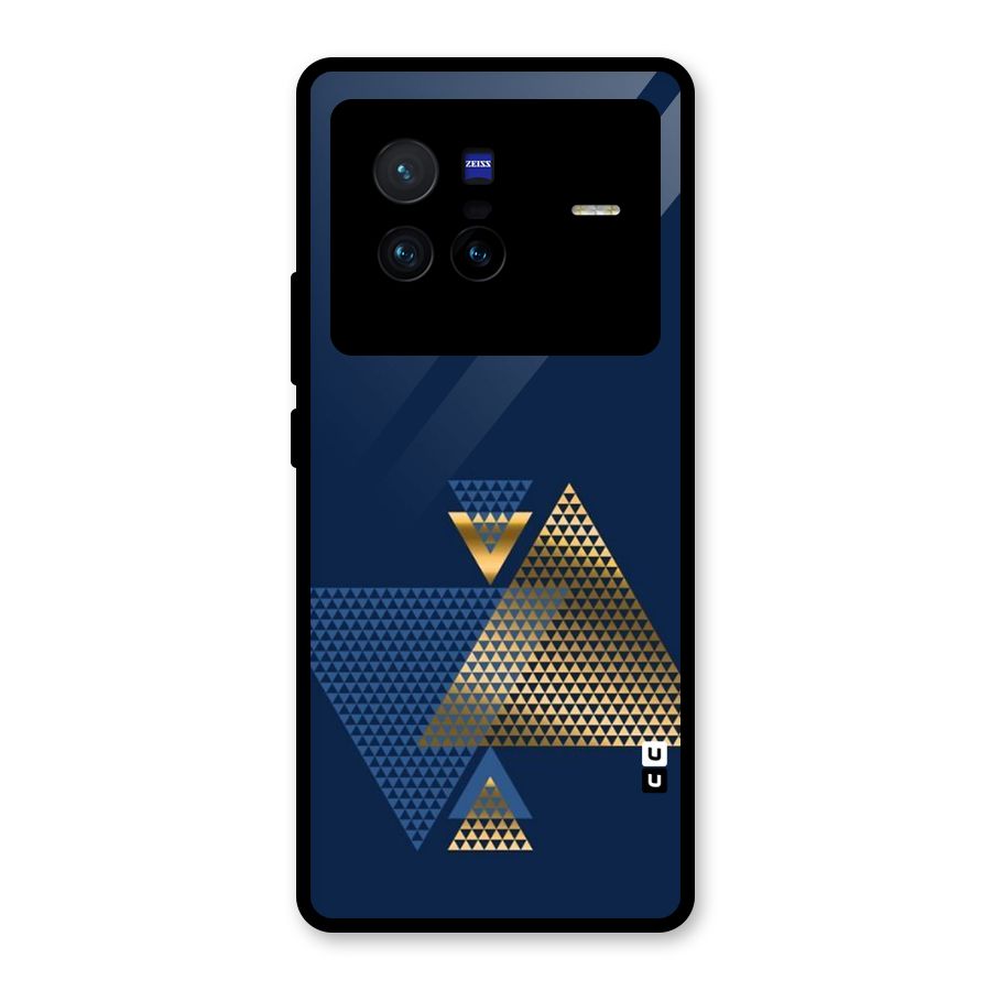Blue Gold Triangles Glass Back Case for Vivo X80