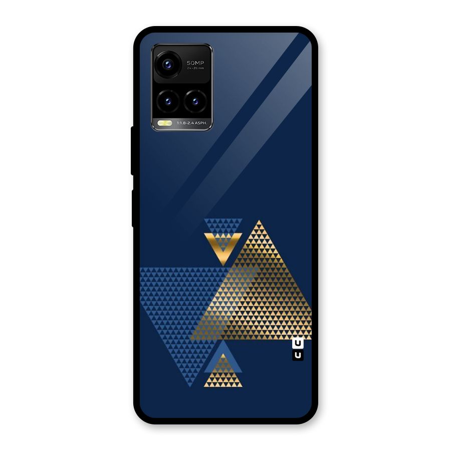Blue Gold Triangles Glass Back Case for Vivo Y21A