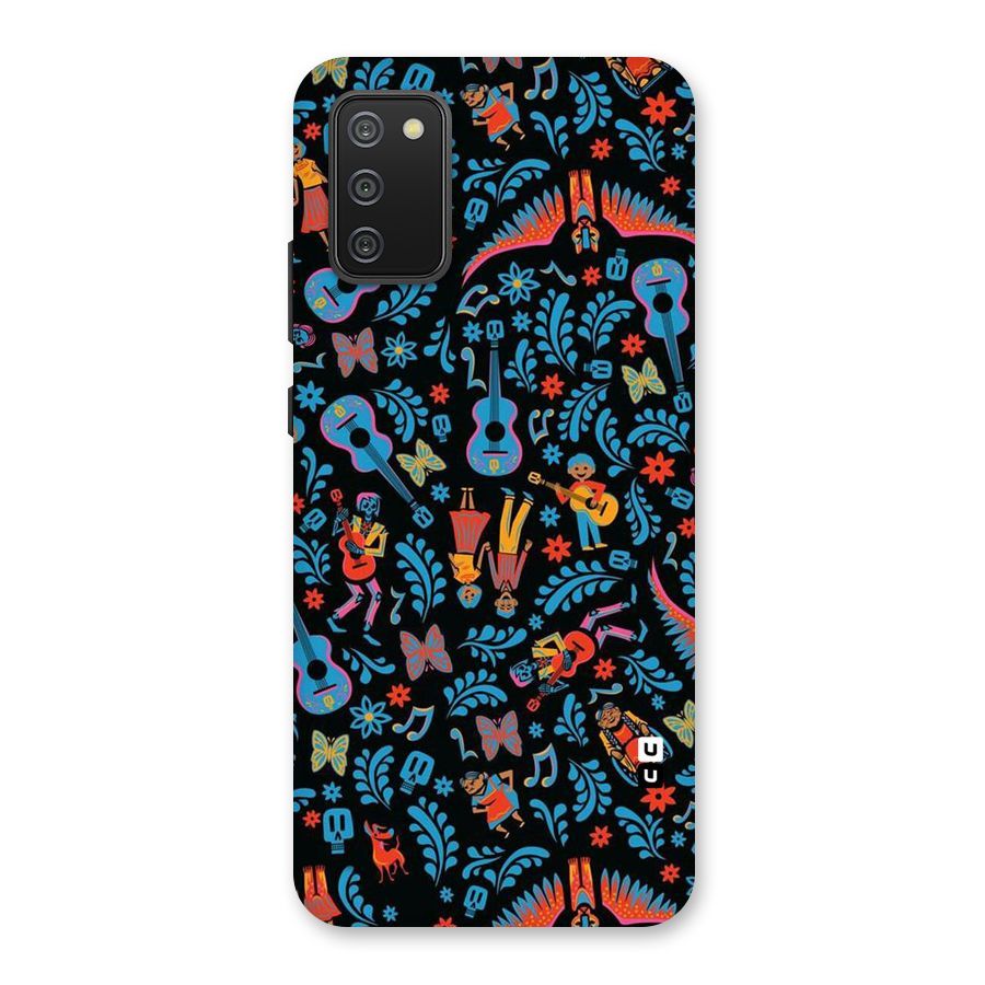 Blue Guitar Pattern Back Case for Galaxy M02s