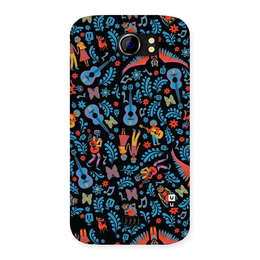 Blue Guitar Pattern Back Case for Micromax Canvas 2 A110