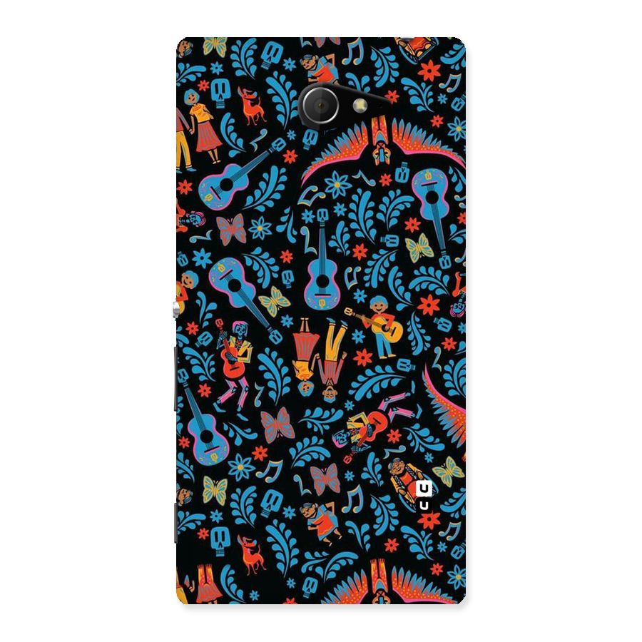 Blue Guitar Pattern Back Case for Sony Xperia M2