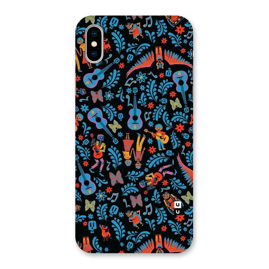 Blue Guitar Pattern Back Case for iPhone XS