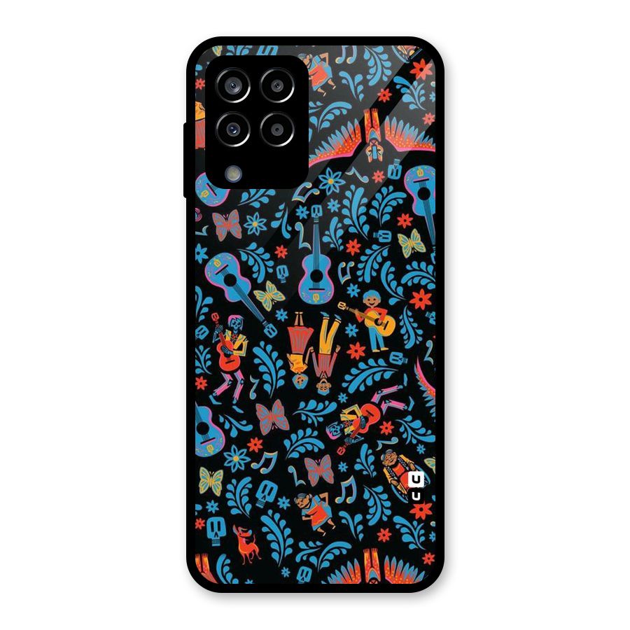 Blue Guitar Pattern Glass Back Case for Galaxy M33
