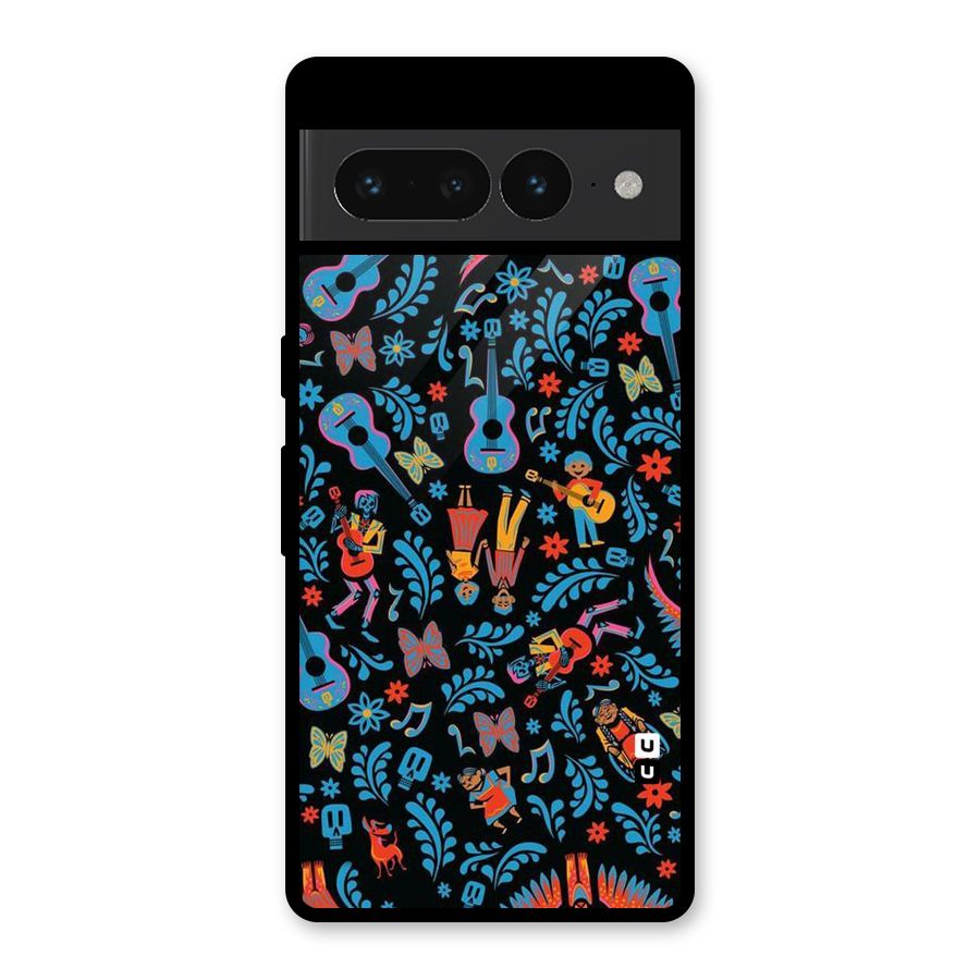 Blue Guitar Pattern Glass Back Case for Google Pixel 7 Pro