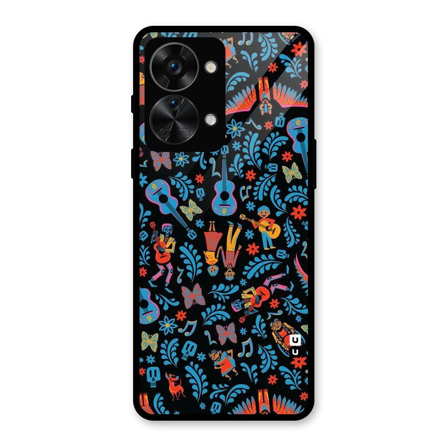 Blue Guitar Pattern Glass Back Case for OnePlus Nord 2T