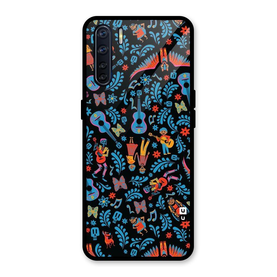 Blue Guitar Pattern Glass Back Case for Oppo F15