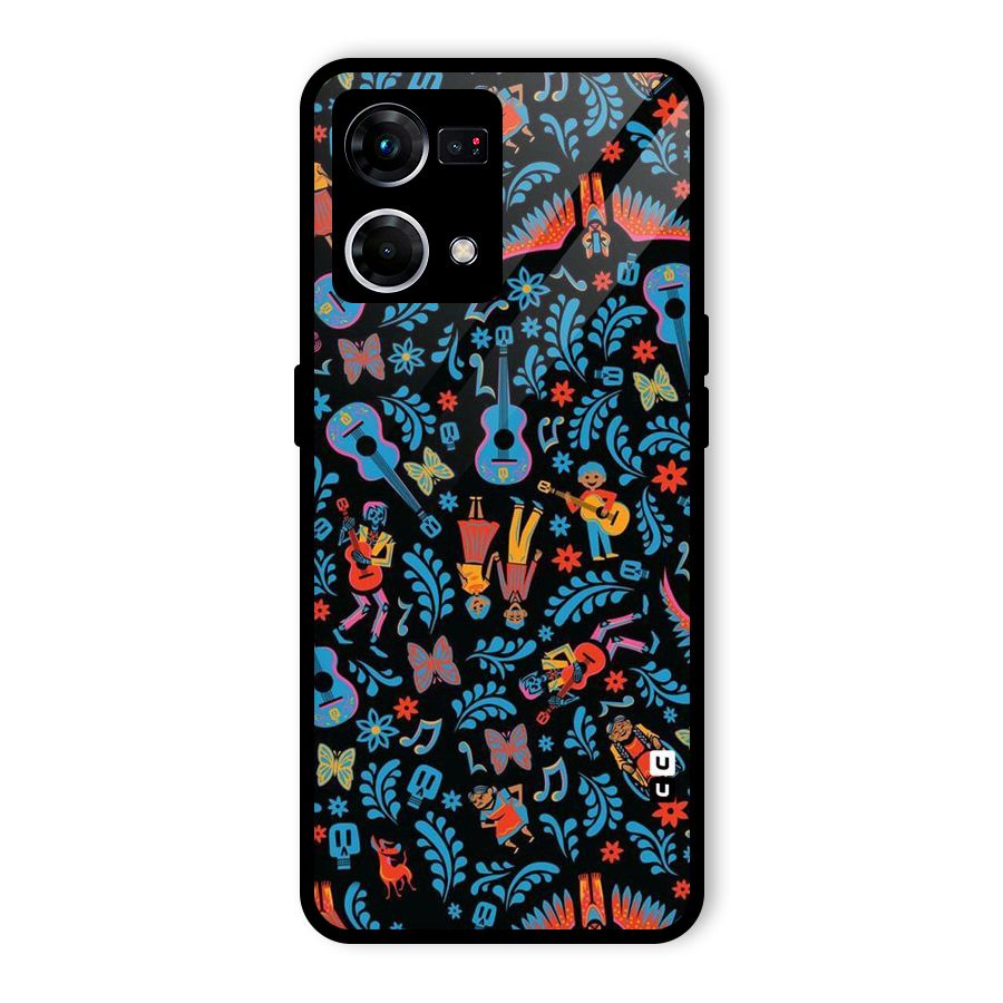 Blue Guitar Pattern Glass Back Case for Oppo F21s Pro 4G