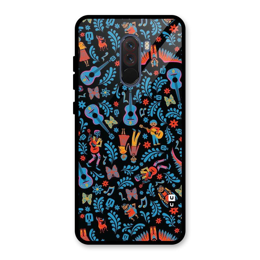 Blue Guitar Pattern Glass Back Case for Poco F1