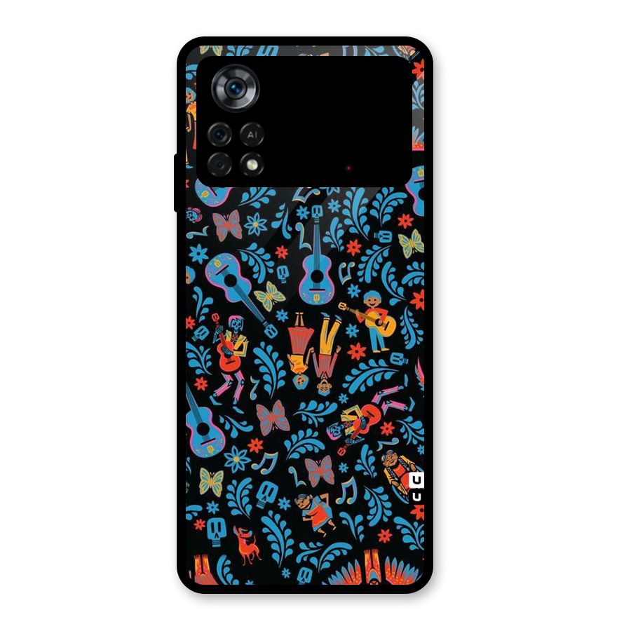 Blue Guitar Pattern Glass Back Case for Poco X4 Pro 5G
