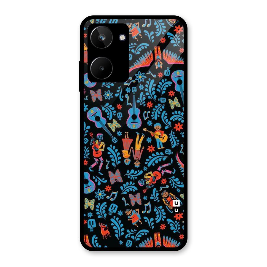 Blue Guitar Pattern Glass Back Case for Realme 10