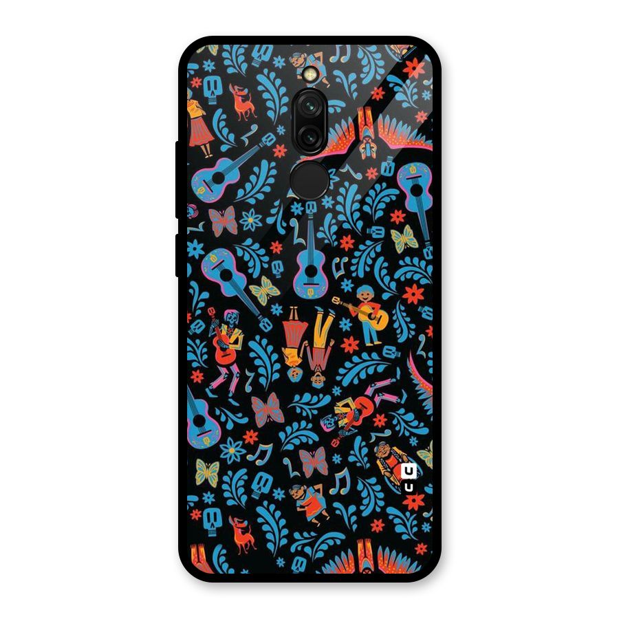 Blue Guitar Pattern Glass Back Case for Redmi 8