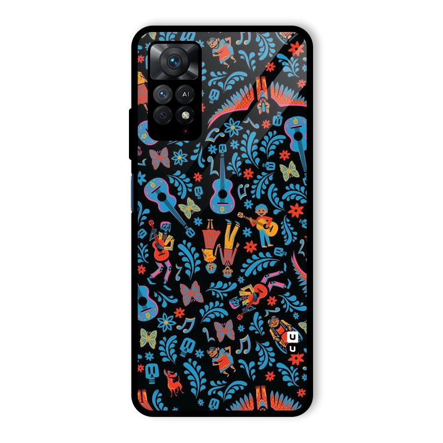 Blue Guitar Pattern Glass Back Case for Redmi Note 11 Pro