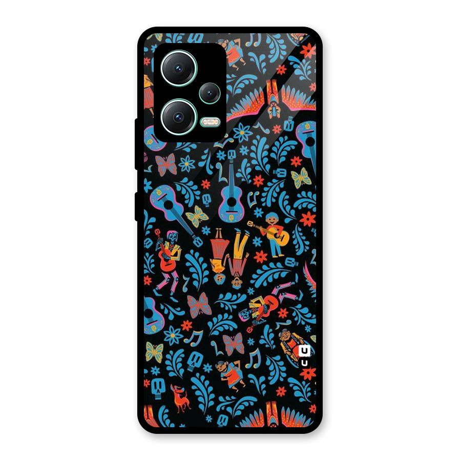 Blue Guitar Pattern Glass Back Case for Redmi Note 12 5G