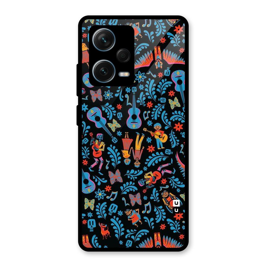 Blue Guitar Pattern Glass Back Case for Redmi Note 12 Pro Plus 5G