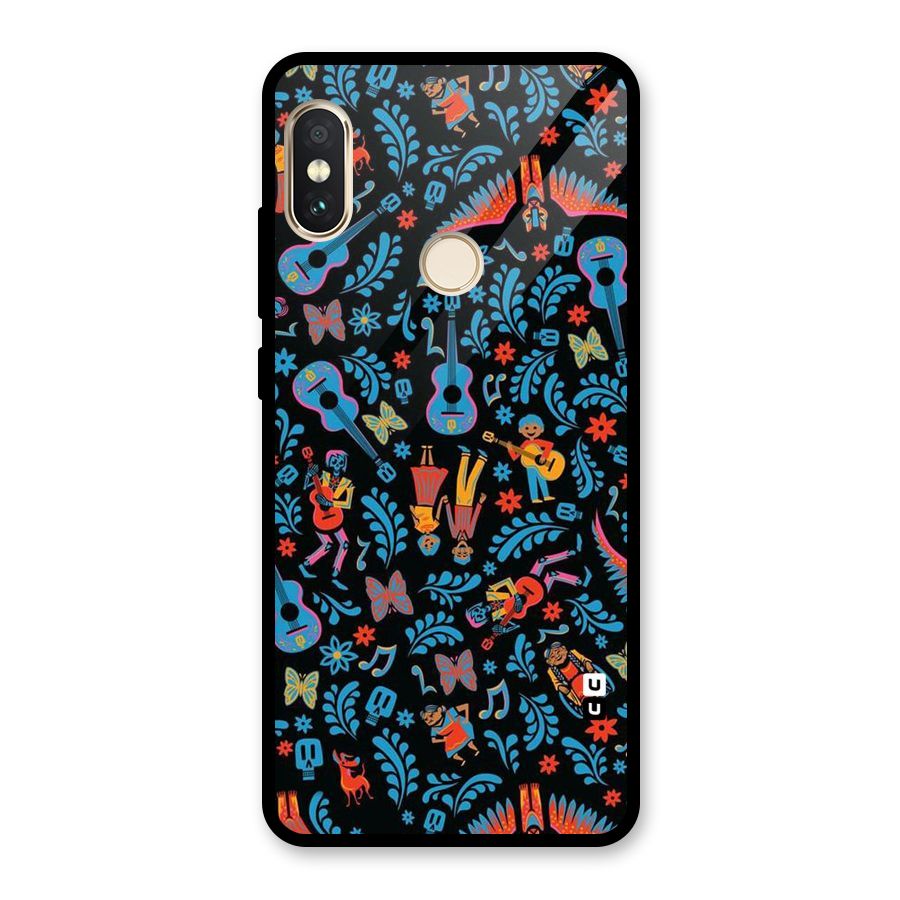 Blue Guitar Pattern Glass Back Case for Redmi Note 5 Pro